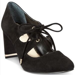 Alfani Prima Binddi Lace Up Pumps Block Heel Metallic Detailing On Heel & Laces